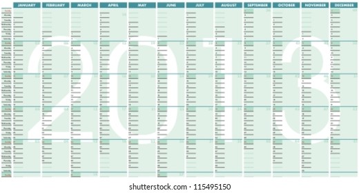 Vector Calendar for 2013. Week starts on Sunday