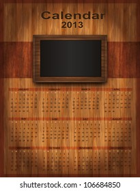 vector Calendar 2013 wood frame vertical