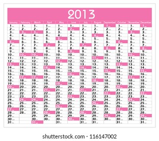 Vector Calendar for 2013 year with graphic elements