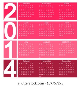 Vector calendar 2014