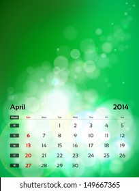 Vector calendar 2014 - April