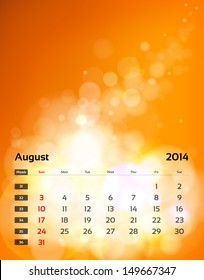 Vector calendar 2014 - August