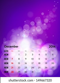 Vector calendar 2014 - December