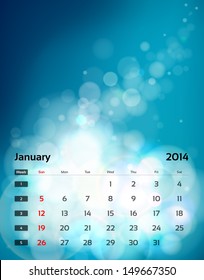 Vector calendar 2014 - January