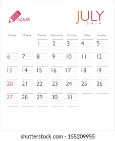 3,807 July 2014 calendar Images, Stock Photos & Vectors | Shutterstock