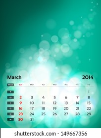 Vector calendar 2014 - March