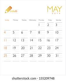 Vector calendar 2014 May