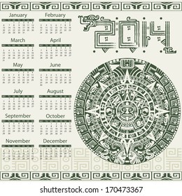 Vector calendar 2014 in mayan style