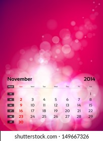 Vector calendar 2014 - November