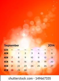 Vector calendar 2014 - September