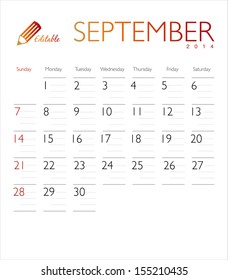 Vector calendar 2014 September