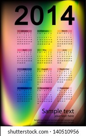 Vector calendar 2014 with space for text