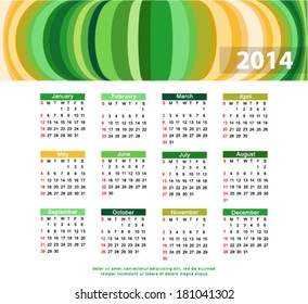 Vector calendar 2014 with space for text