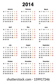 Vector calendar 2014 - template design. Blank | Printable | Editable