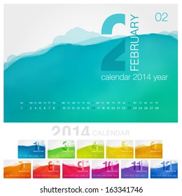 Vector calendar of 2014. Unique design for each month