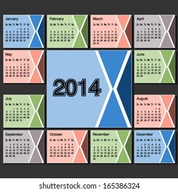 Vector calendar 2014 year template, modern layout page