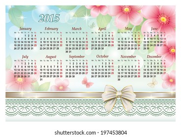 Vector calendar for 2015