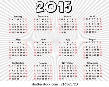 Vector calendar for 2015