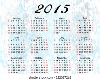Vector calendar for 2015