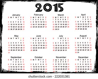 Vector calendar for 2015