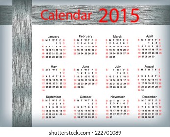 Vector calendar for 2015