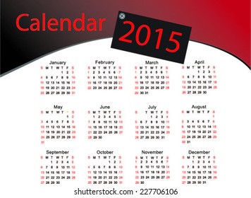 Vector calendar for 2015