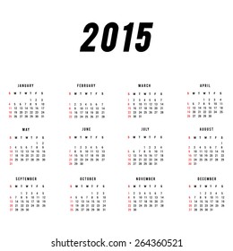 Vector calendar 2015