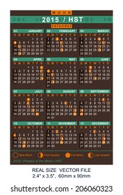 vector calendar 2015 with Phases of the moon/ HST