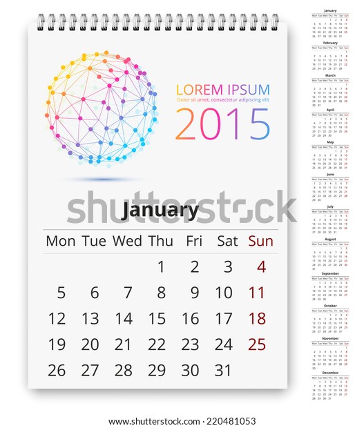 Vector Calendar 15 Style Geometric Doted Stock Vector Royalty Free