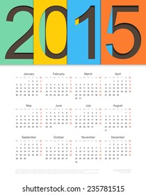 Vector calendar of 2015. Template design