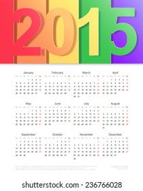 Vector calendar of 2015. Template design