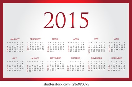 Vector calendar 2015.Design template.