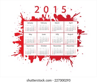 Vector calendar 2015.Gray icons with months on ribbon.
