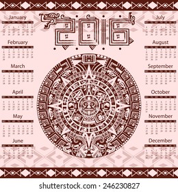 Vector calendar 2016 in aztec style