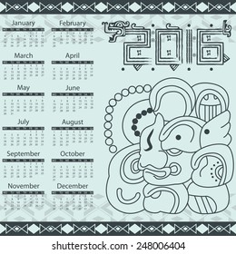 Vector calendar 2016 in Aztec style