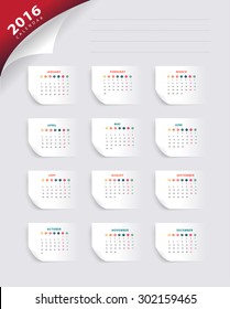 Vector calendar 2016 new year paper banner template design