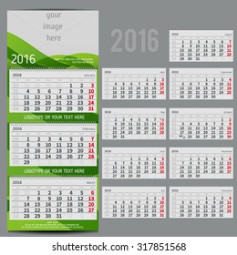 Vector calendar 2016 - Planner for three month includes space for photo and text in ECO style
