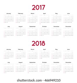 Vector Calendar 2017 2018 On White Stock Vector (Royalty Free ...