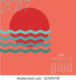 Vector calendar 2017 background.July month