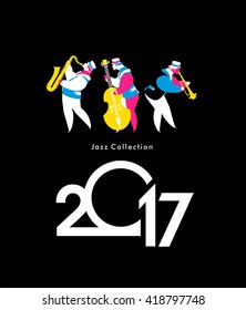 vector calendar 2017 cover for a season  music, jazz band festival