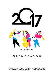 vector calendar 2017 on a season music jazz band festival
