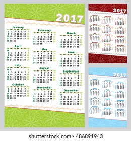 vector Calendar 2017 - set