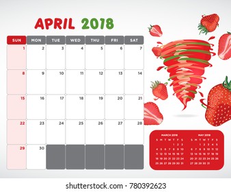 Vector calendar 2018 April