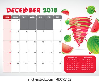 Vector calendar 2018 December