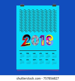 Vector Calendar 2018 Design Template with Colorful Typography