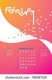 Vector calendar 2018 February