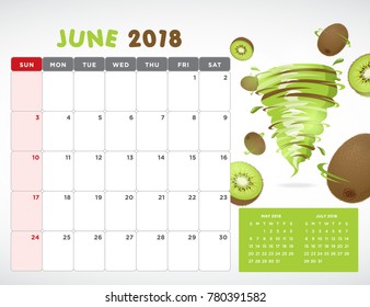 Vector calendar 2018 June