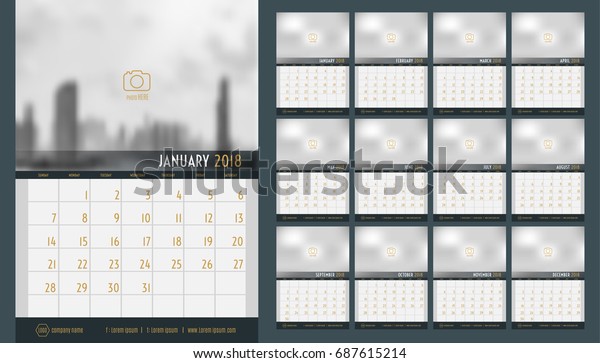 Vector Calendar 18 New Year 12 Stock Vector Royalty Free