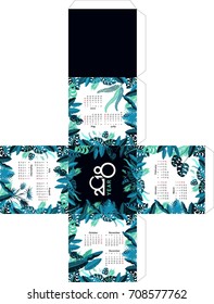 Vector calendar 2018 scan pattern volume desktop office calendar