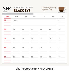Vector calendar 2018 September